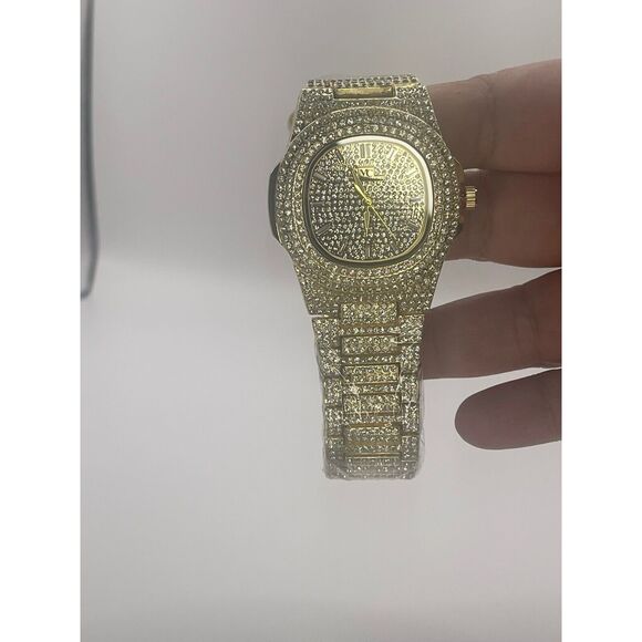 Iced Out Swarovski Crystal Montres Men's Luxury Watch - Picture 3 of 7
